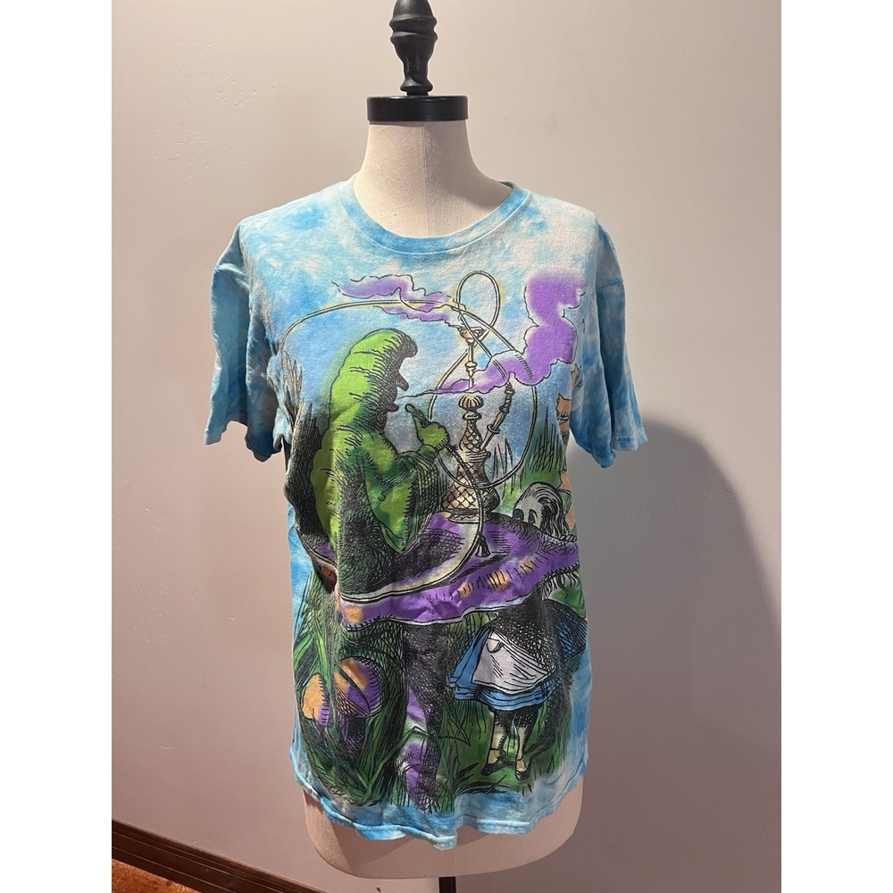 Liquid Blue Alice In Wonderland Tie Dye AOP T Shirt Adult Size M Blue Graphic T